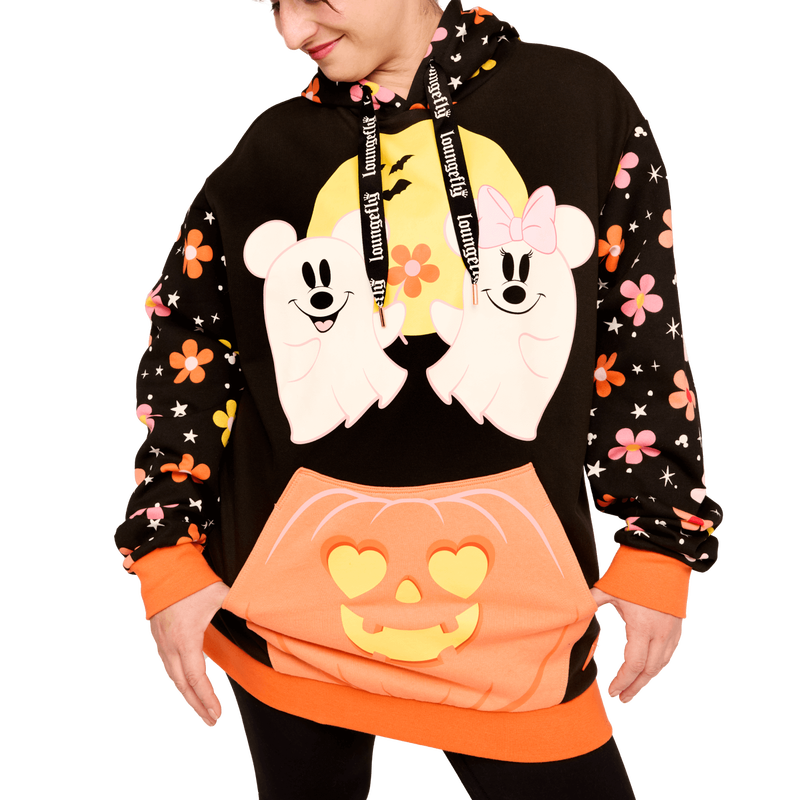 Mickey & Minnie Floral Ghost Glow Unisex Hoodie, , hi-res view 1